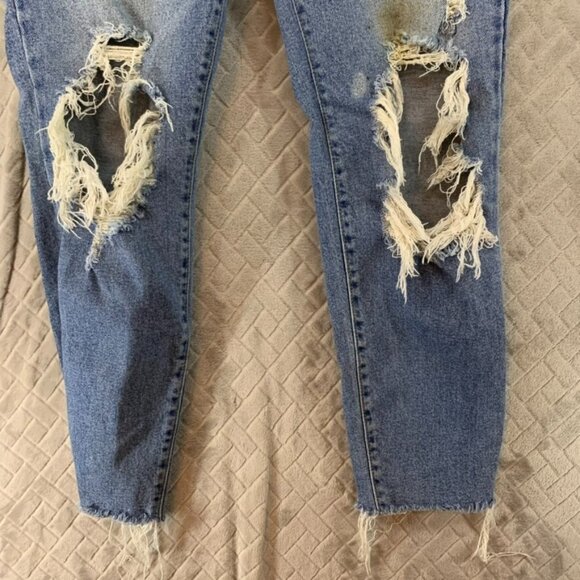 Cello Womens 13 Denim Jeans Blue Skinny Distressed Knees Fray High Rise Stretch - Picture 4 of 15